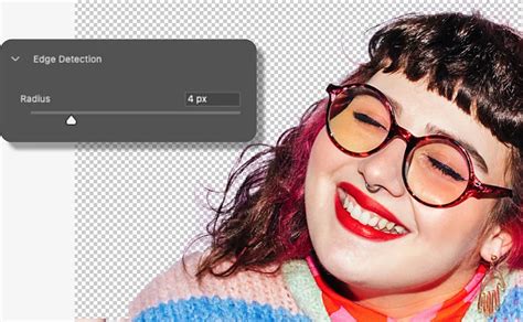 A Szegély finomítása ablak az iPadhez készült Photoshopban