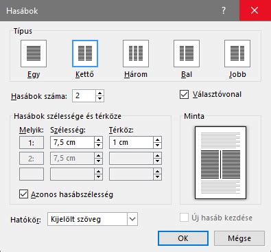 Hasábok rögzítése InDesignban