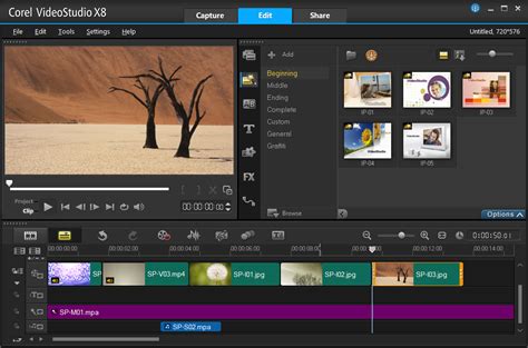 Corel VideoStudio Pro X8 felület