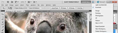 Photoshop felhasználói felület