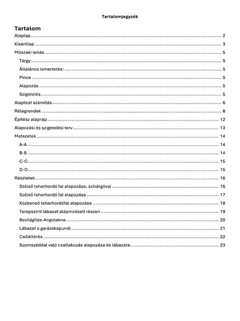 InDesign tartalomjegyzék beállítások