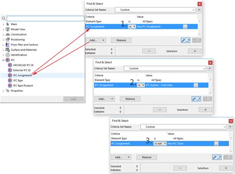 Archicad Feltétel alapú kiválasztás párbeszédpanel