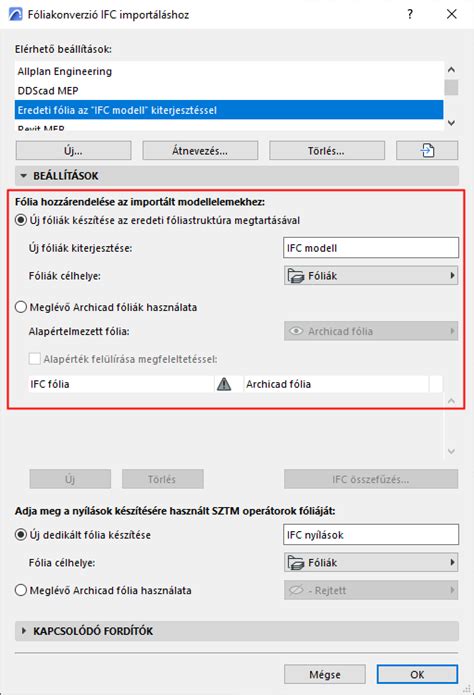 IFC Tervkezelő felület Archicadben