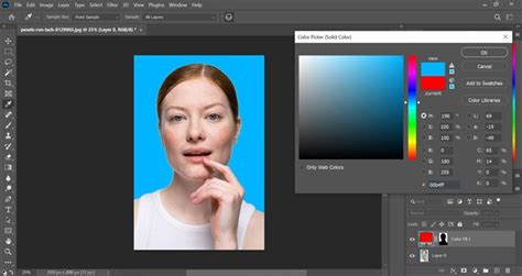 Photoshop felület a háttérszín kiválasztásához