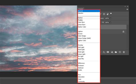Photoshop Layers panel with blending modes