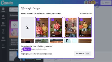 Canva videószerkesztő felület