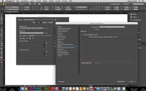 Adobe InDesign GREP stílusok felület