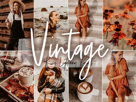 Collage of various vintage Lightroom presets applied to different photos