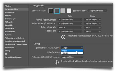 Photoshop felhasználói felület és alapvető panelek