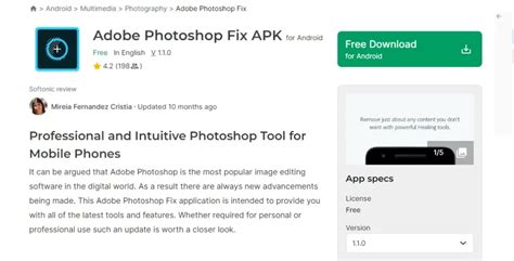 Adobe Photoshop Fix felhasználói felület