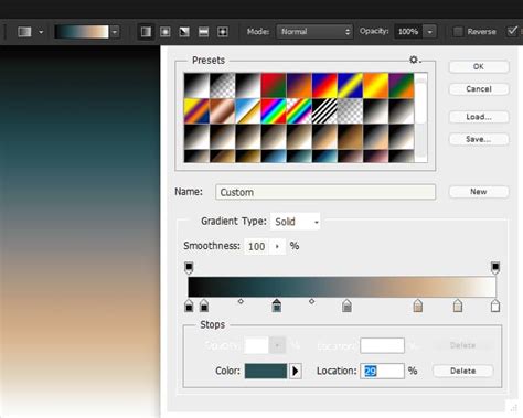 Photoshop eszköztár színes ecsetekkel és beállításokkal