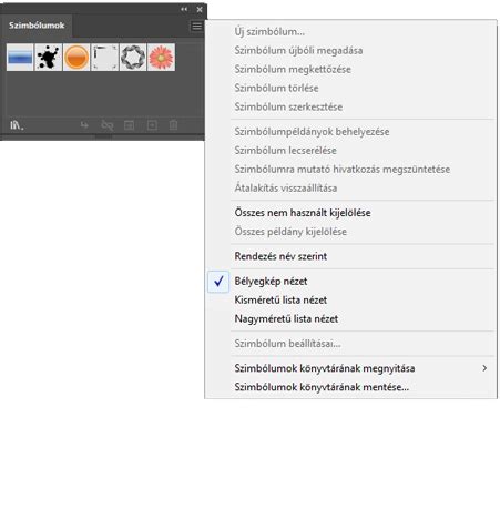 Szimbólumok panel a Photoshopban