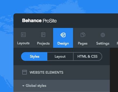 Behance ProSite felület