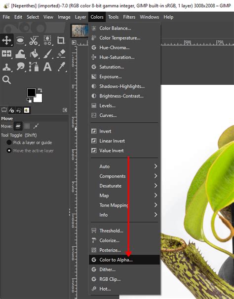 GIMP átlátszóság beállítása