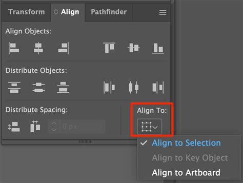 Adobe Illustrator Align panel