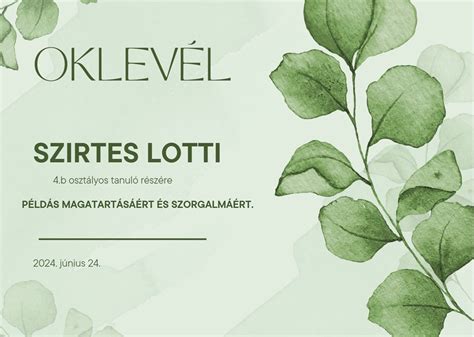 Canva felület oklevél szerkesztéséhez