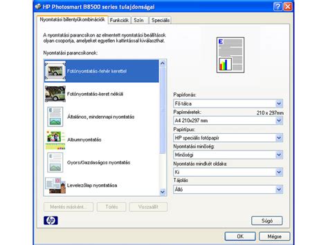 Színkezelési beállítások nyomtatásvezérlő szoftverben