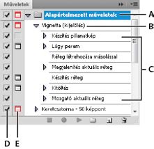 A Műveletek panel ikonjai és funkciói