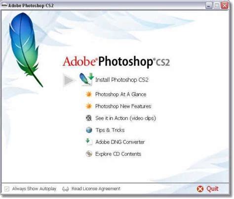 Adobe Photoshop CS2 felhasználói felület