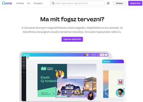 Canva szerkesztő felület