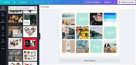 Canva felület kollázs szerkesztéshez