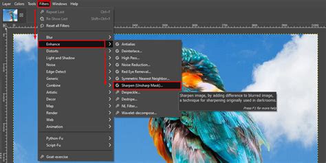 GIMP Sharpen Tool használata