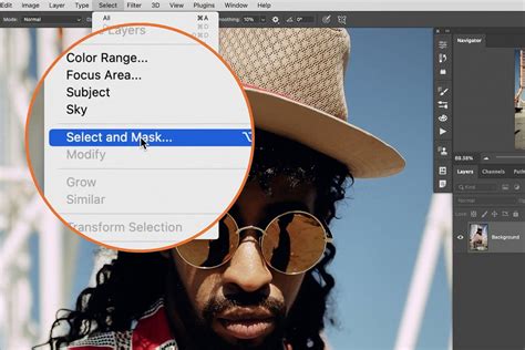 Photoshop Select and Mask workspace