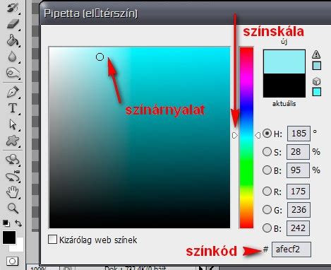 Photoshop Színbeállítások ablak