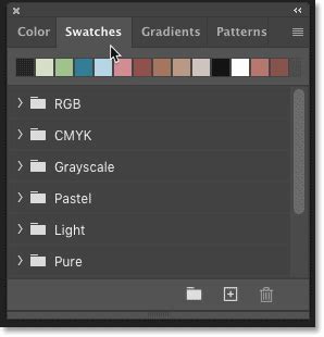 Photoshop color panel and swatches panel