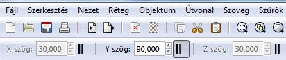 Inkscape felület a Perspektíva parancs kiemelve