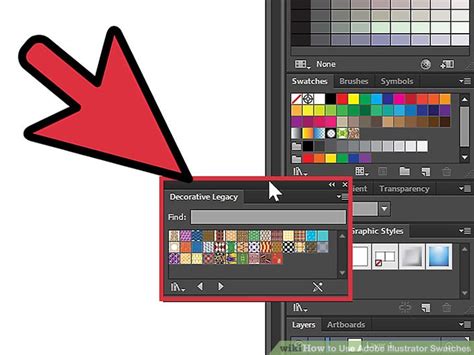 Adobe Illustrator Swatches panel mintákkal