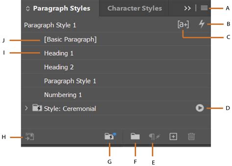 InDesign Paragraph and Character Styles panels