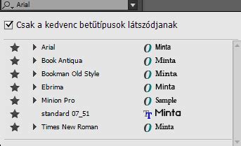 Gyakran használt betűtípusok listája