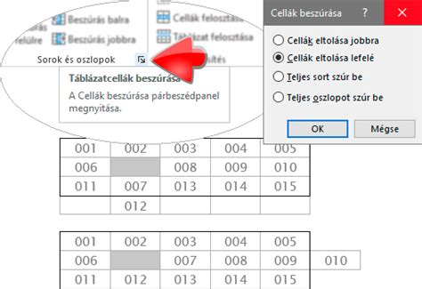 InDesign táblázat beszúrása párbeszédablak