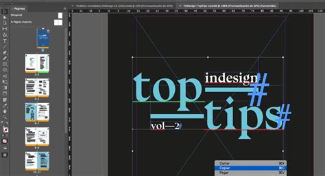 InDesign felület billentyűparancsokkal