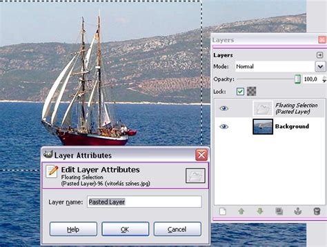 GIMP réteg ablak