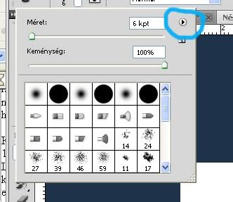 Illusztráció a Photoshop ecsetek paneljéről