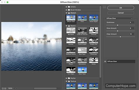 Adobe Photoshop Filter Gallery ablak