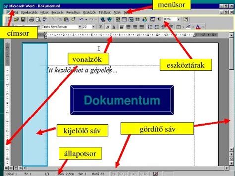 Példa szövegszerkesztő program felületére (Microsoft Word)