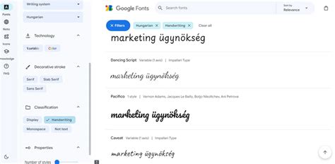 Google Fonts logó és néhány betűtípus példa
