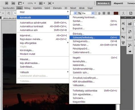 Színezet/Telítettség rétegkorrekció használata