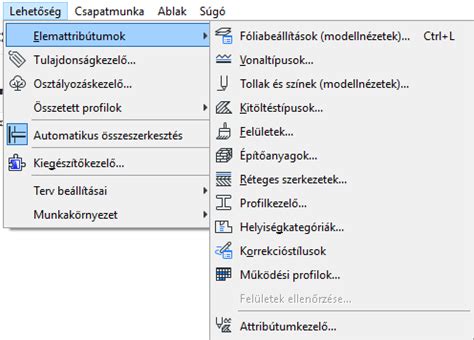 Archicad attribútumok hierarchiája