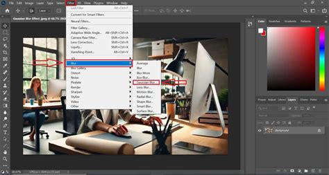 Photoshop Gaussian Blur effektus