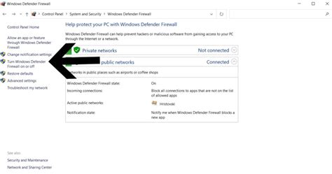 A Windows tűzfal beállításai