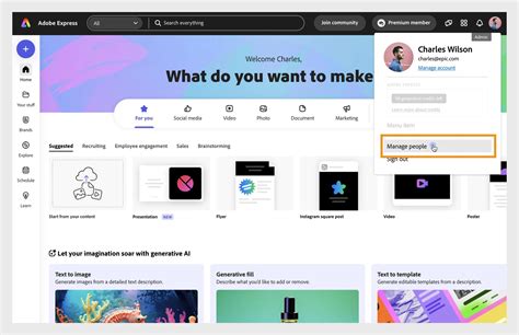 Adobe fiókbeállítások felhasználói felületének illusztrációja