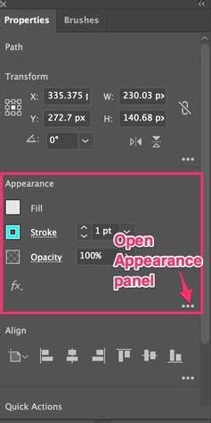Illustrator Appearance panel opacity settings