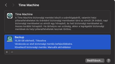 Time Machine biztonsági mentés Mac rendszeren