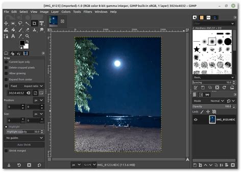 GIMP felületének bemutatása