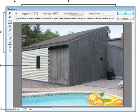 Perspektivikus síkok beállítása a Photoshop Távlatpont eszközével