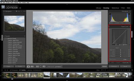 Lightroom tónusgörbe példa